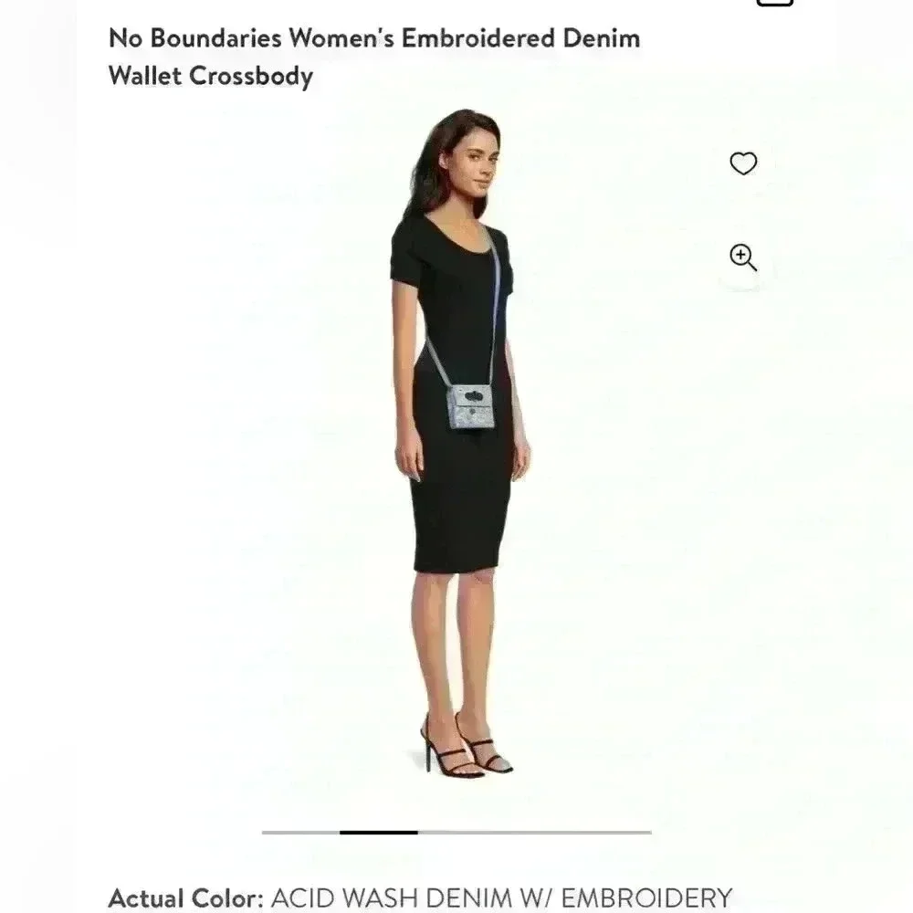No Boundaries Denim Embroidered Crossbody Wallet - Picture 10 of 10